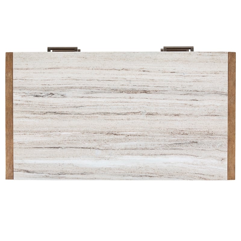 Bowery Hill Open Nightstand in Sierra Brown With Marble Top and Shelf