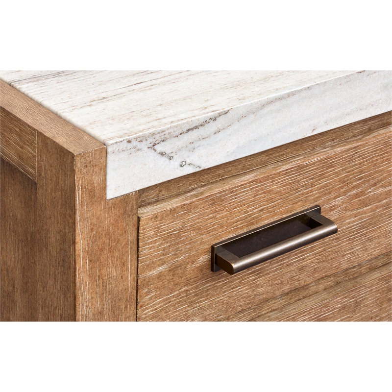 Bowery Hill Open Nightstand in Sierra Brown With Marble Top and Shelf