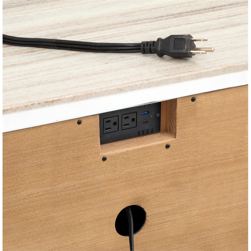 Bowery Hill Open Nightstand in Sierra Brown With Marble Top and Shelf