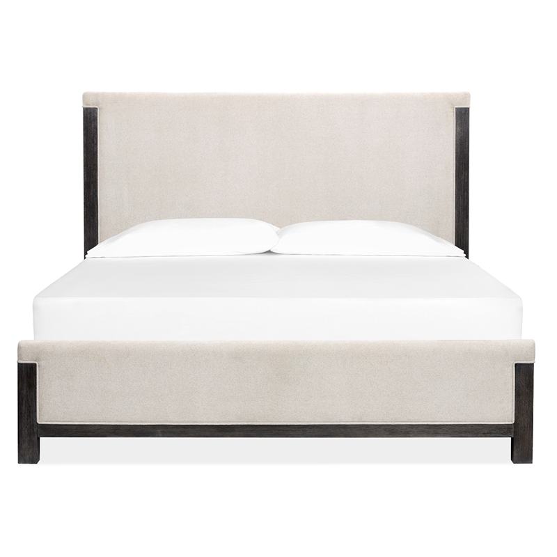 Bowery Hill Contemporary King Upholstered Panel Bed in Ravenwood Black