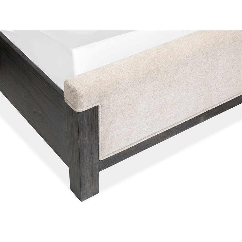 Bowery Hill Contemporary King Upholstered Panel Bed in Ravenwood Black