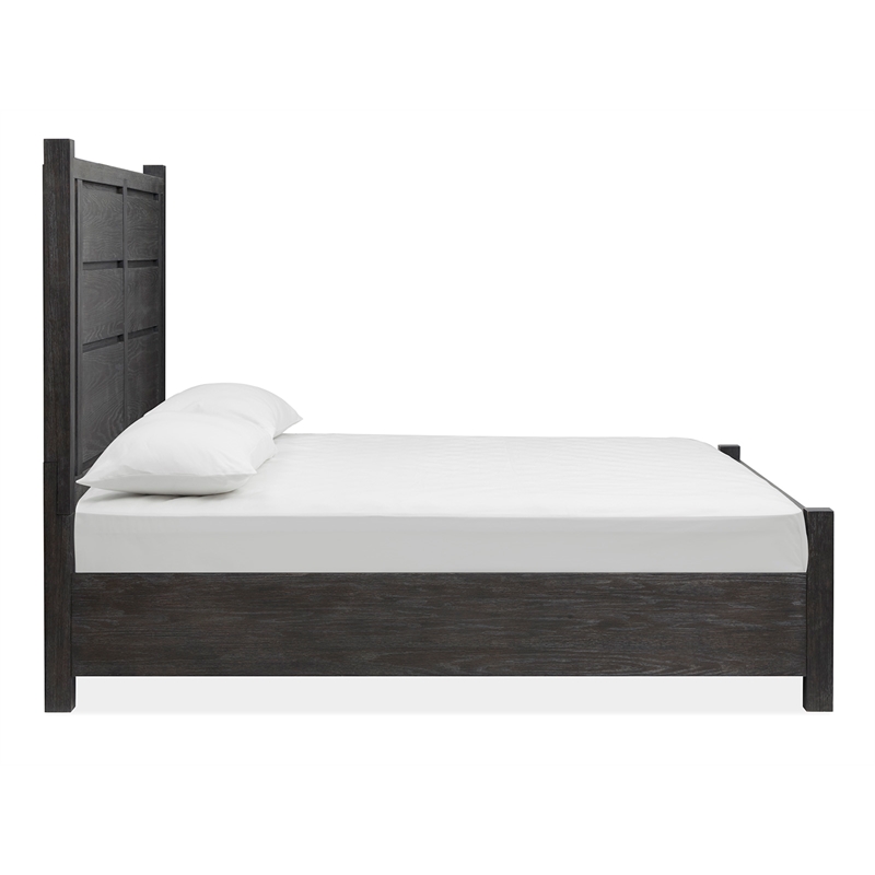 Bowery Hill Queen Panel Storage Bed in Ravenwood Black With 2 Drawers