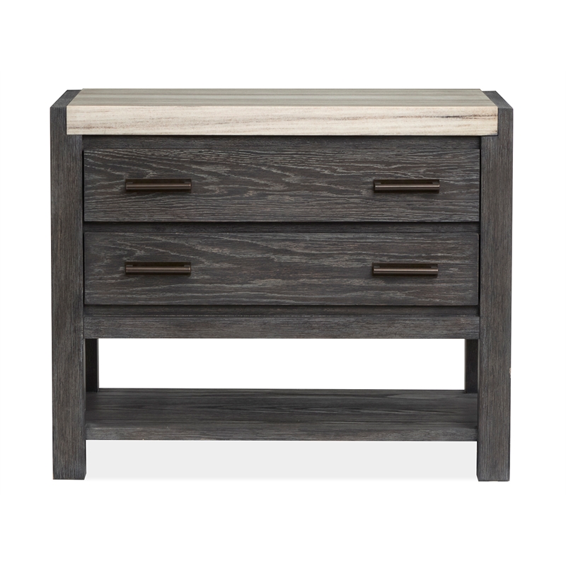 Bowery Hill Open Nightstand in Ravenwood Black With Marble Top and Shelf