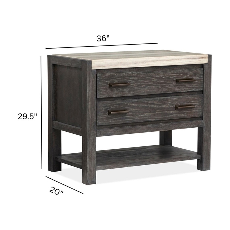 Bowery Hill Open Nightstand in Ravenwood Black With Marble Top and Shelf