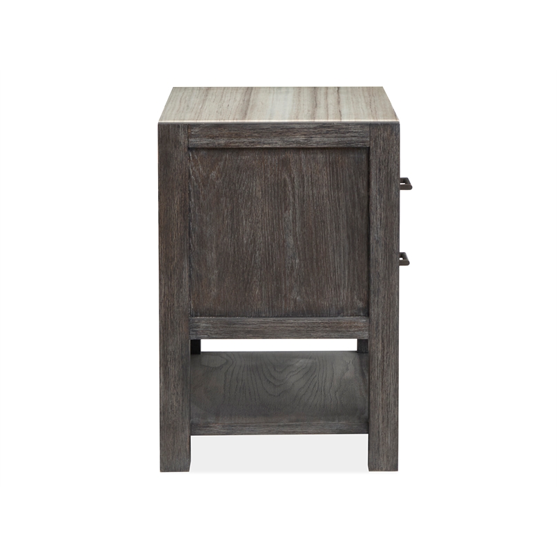 Bowery Hill Open Nightstand in Ravenwood Black With Marble Top and Shelf