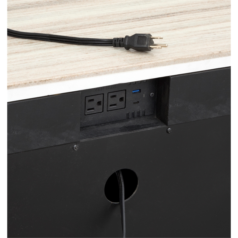 Bowery Hill Open Nightstand in Ravenwood Black With Marble Top and Shelf