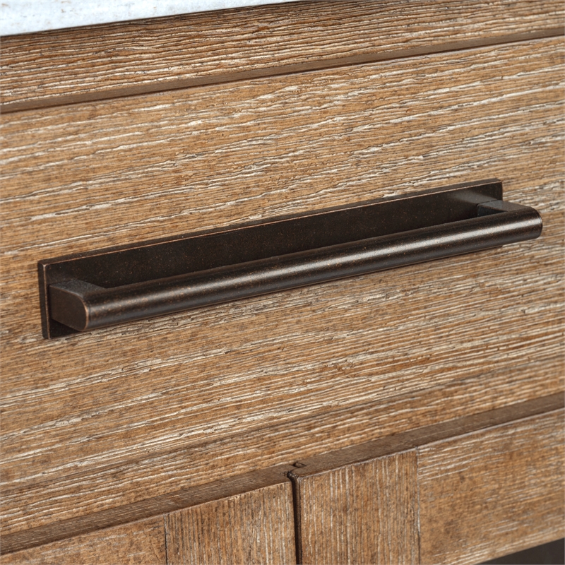 Bowery Hill Display Cabinet in Sierra Brown With LED Light and Marble