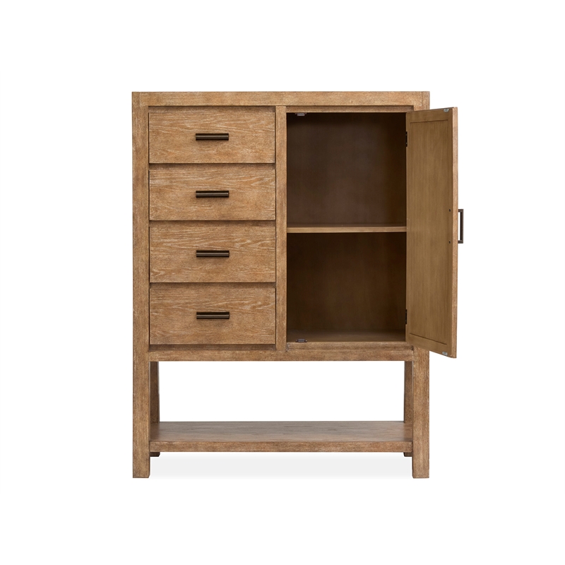 Bowery Hill 1-Door Bedroom Chest in Sierra Brown With 4 Drawers