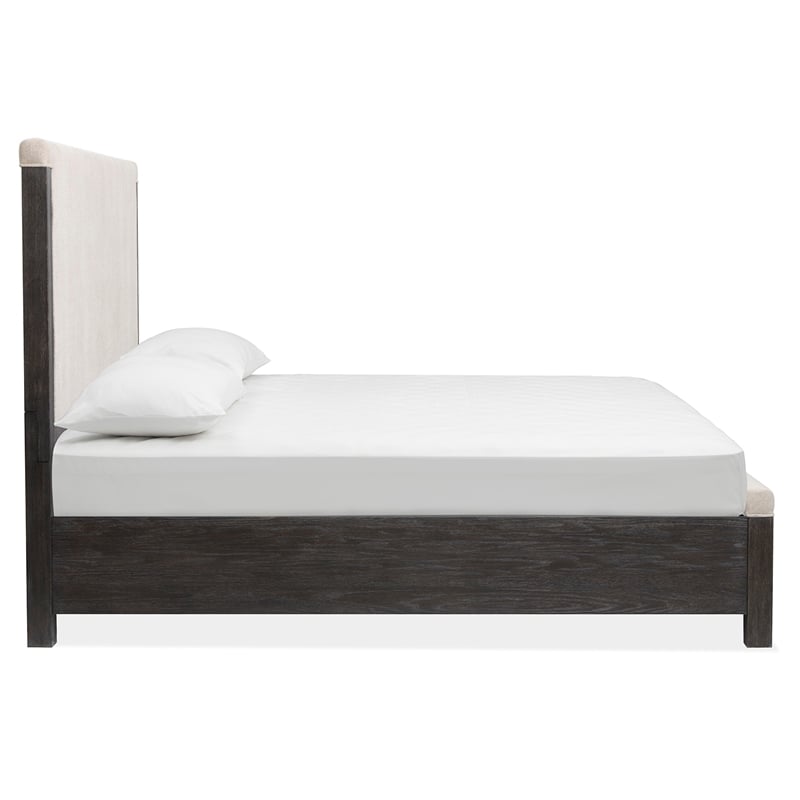 Bowery Hill California King Upholstered Panel Bed in Ravenwood Black