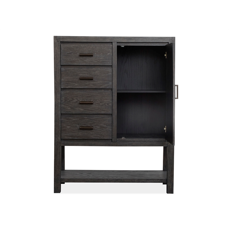 Bowery Hill 1-Door Bedroom Chest in Ravenwood Black With 4 Drawers
