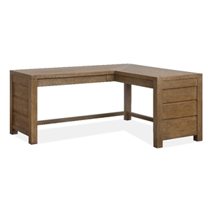 Bowery Hill Sierra Brown L-Desk With Felt Drawers and Wood Stretchers
