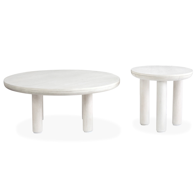 Bowery Hill Nesting Cocktail Table Set in Moonlight Pearl With Casters