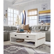 Bowery Hill Rectangular Cocktail Table in Moonlight Pearl With Casters