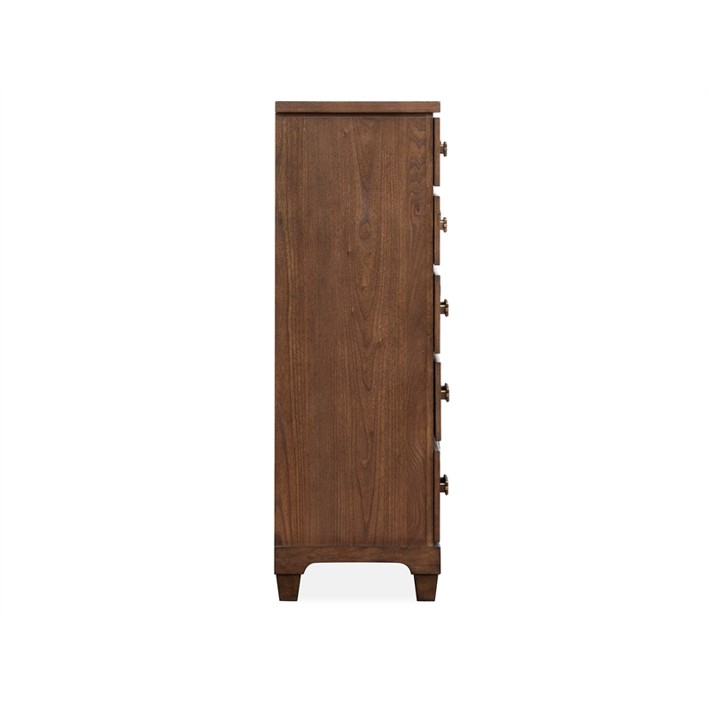 Bowery Hill 5-Drawer Bedroom Chest in Spiced Rum With Ash Veneer