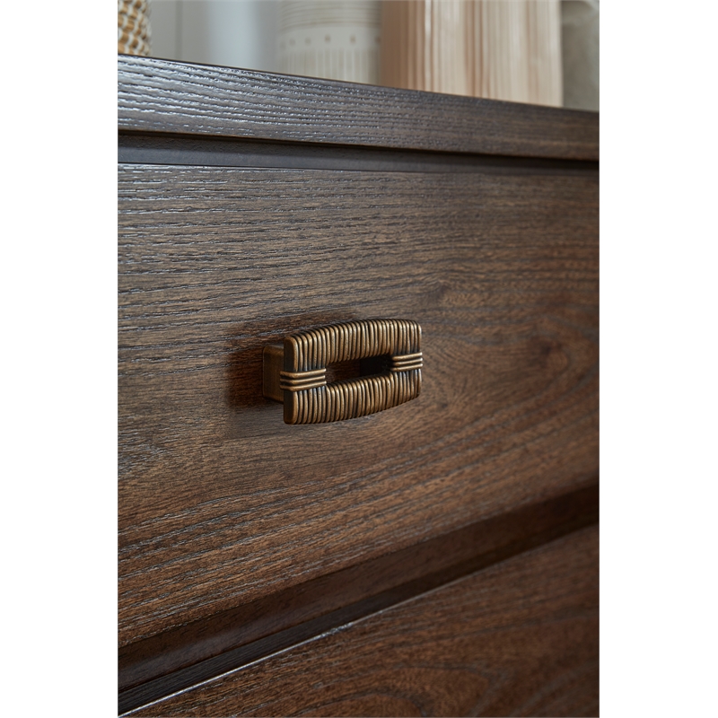 Bowery Hill 5-Drawer Bedroom Chest in Spiced Rum With Ash Veneer