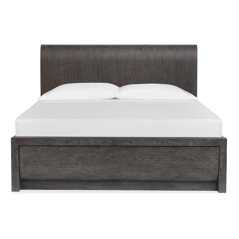 Bowery Hill King Panel Bed in Black Heron With Flakey Oak Veneer