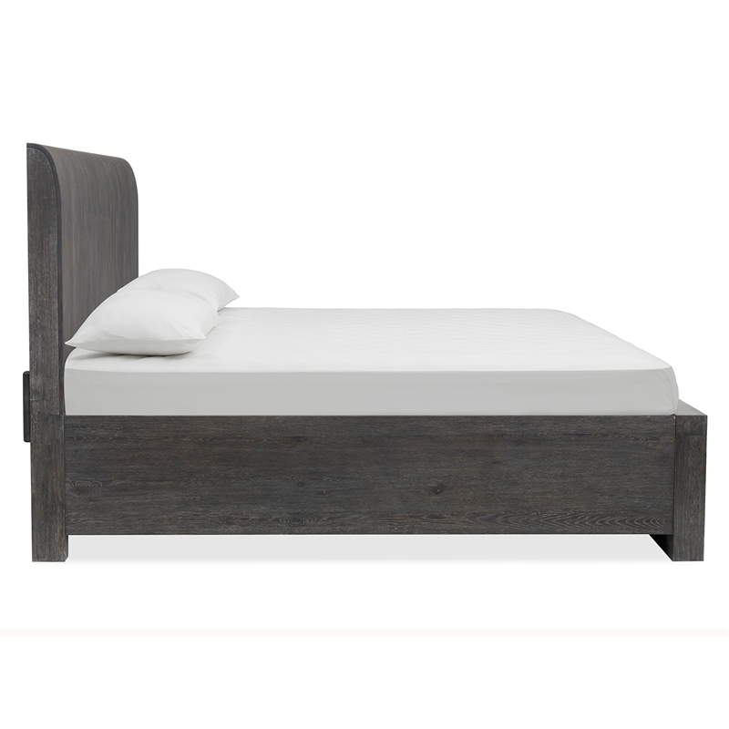 Bowery Hill King Panel Bed in Black Heron With Flakey Oak Veneer