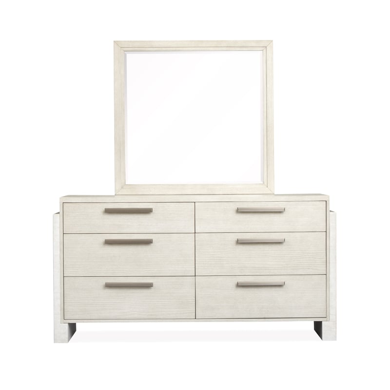 Bowery Hill 6-Drawer Dresser With Landscape Mirror in Misty Cloud