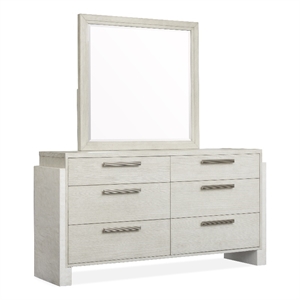 Bowery Hill 6-Drawer Dresser With Landscape Mirror in Misty Cloud