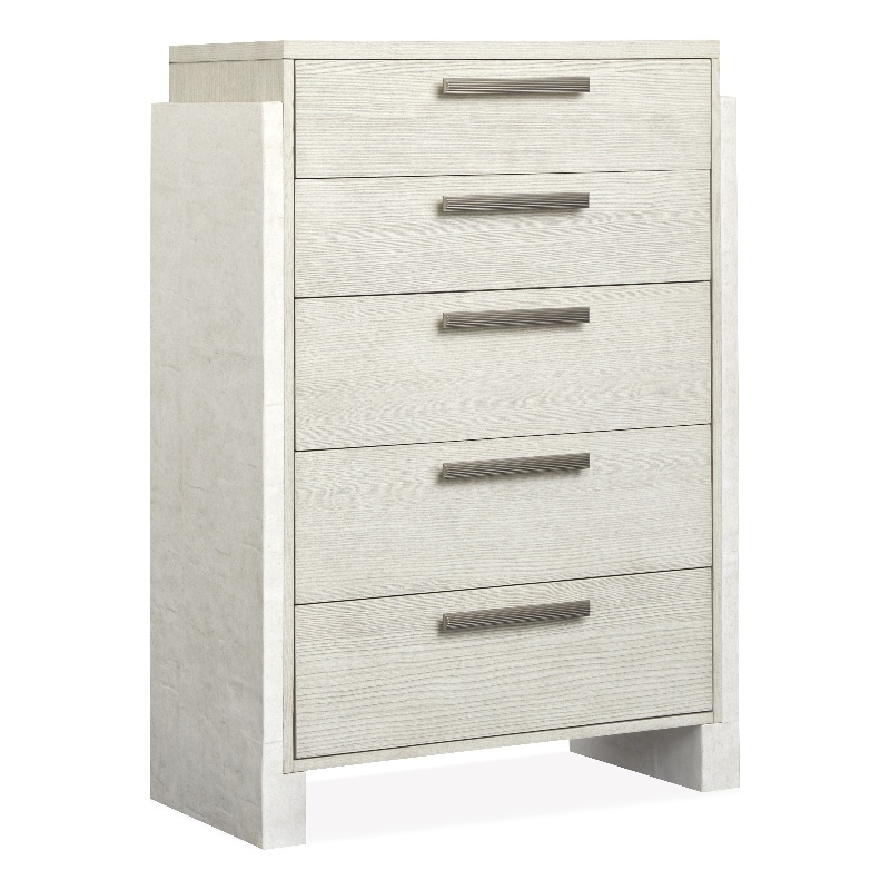 Bowery Hill 5-Drawer Bedroom Chest in Misty Cloud With Resin Panels