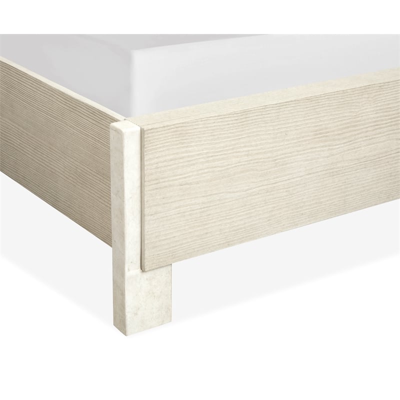 Bowery Hill King Panel Bed in Misty Cloud With Resin Headboard Posts