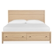 Bowery Hill Queen Panel Storage Bed in Sandstone Beige With 2 Drawers