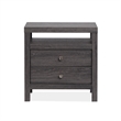 Bowery Hill 2-Drawer Nightstand in Raisin Black With Polished Silver