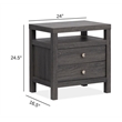 Bowery Hill 2-Drawer Nightstand in Raisin Black With Polished Silver