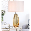 Bowery Hill Transitional Glass Table Lamp in Clear Amber/White