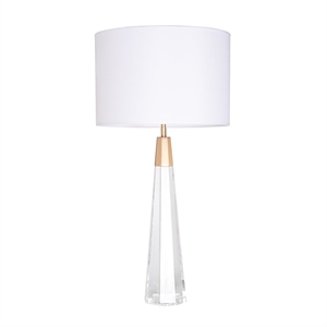 Bowery Hill Transitional Glass Buffet Lamp in Brushed Brass/White