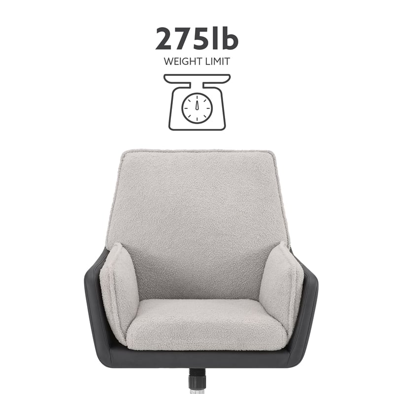 Bowery Hill Set of 2 Office Chairs in Gray and Black Faux Leather and Sherpa