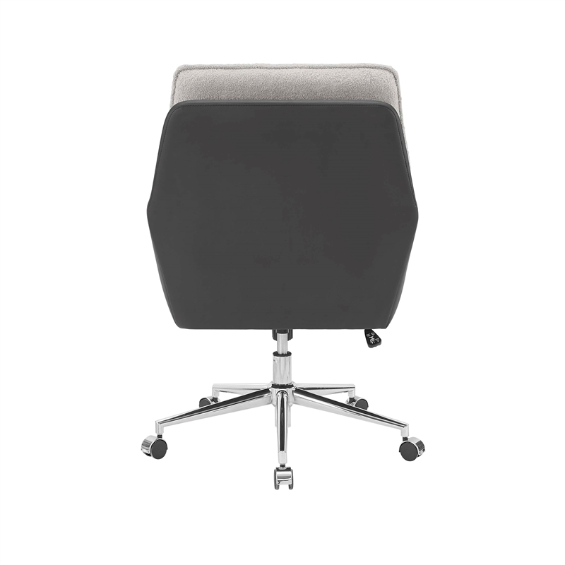 Bowery Hill Set of 2 Office Chairs in Gray and Black Faux Leather and Sherpa