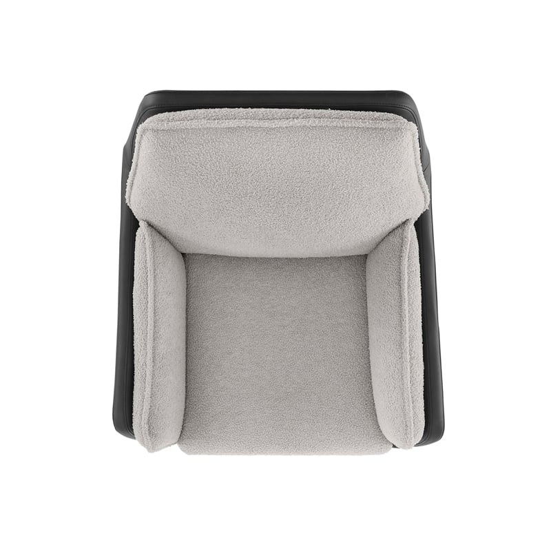 Bowery Hill Set of 2 Office Chairs in Gray and Black Faux Leather and Sherpa