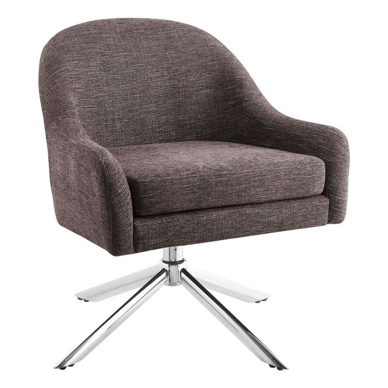 Bowery Hill Swivel Accent Chair Set of 2 in Gray Fabric with Steel Legs