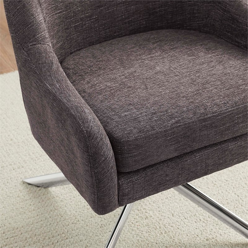 Bowery Hill Swivel Accent Chair Set of 2 in Gray Fabric with Steel Legs