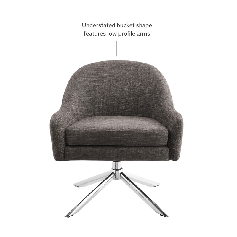 Bowery Hill Swivel Accent Chair Set of 2 in Gray Fabric with Steel Legs