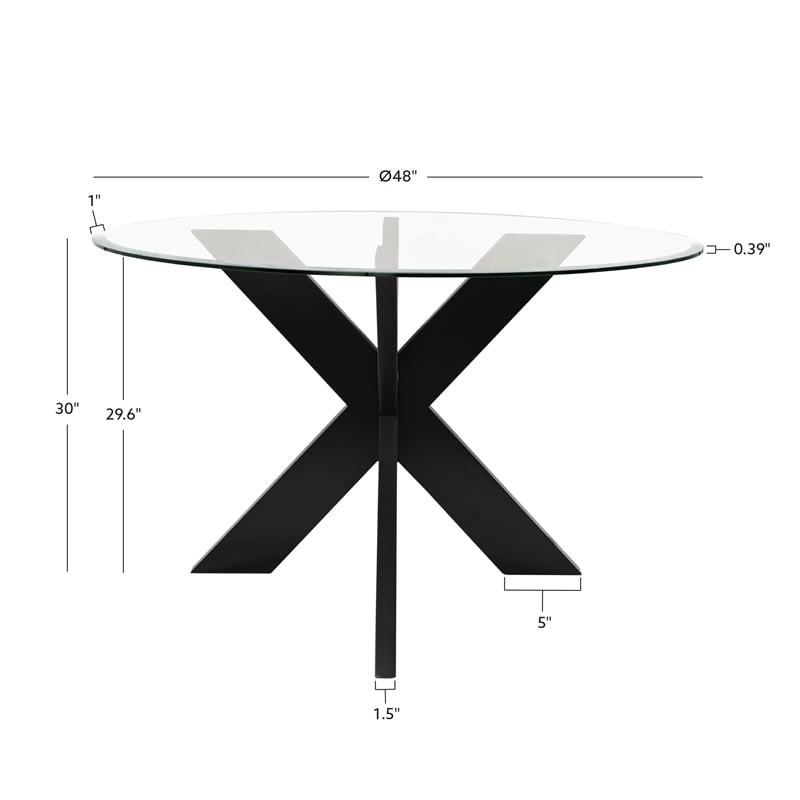 Bowery Hill Dining Set of 5 in Charcoal Gray and Black - Acacia Wood and Glass