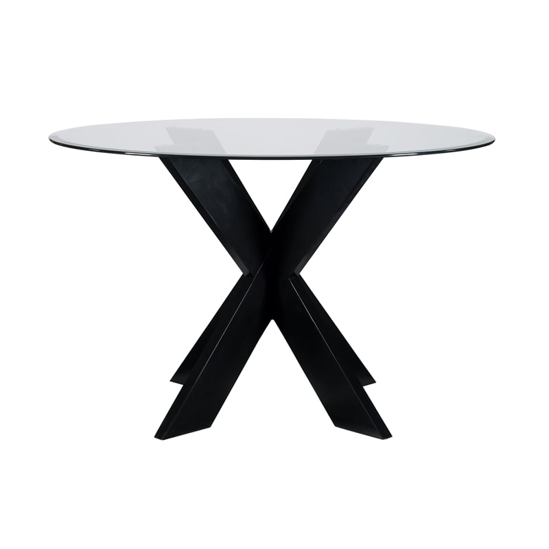 Bowery Hill Dining Set of 5 in Charcoal Gray and Black - Acacia Wood and Glass