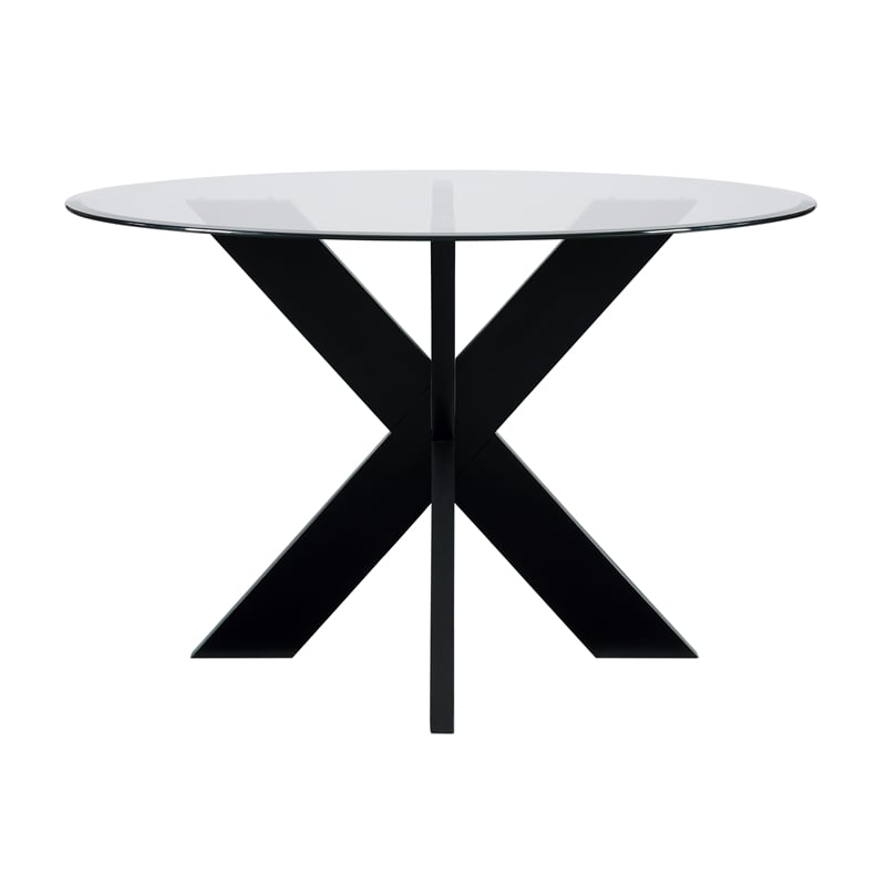 Bowery Hill Dining Set of 5 in Charcoal Gray and Black - Acacia Wood and Glass