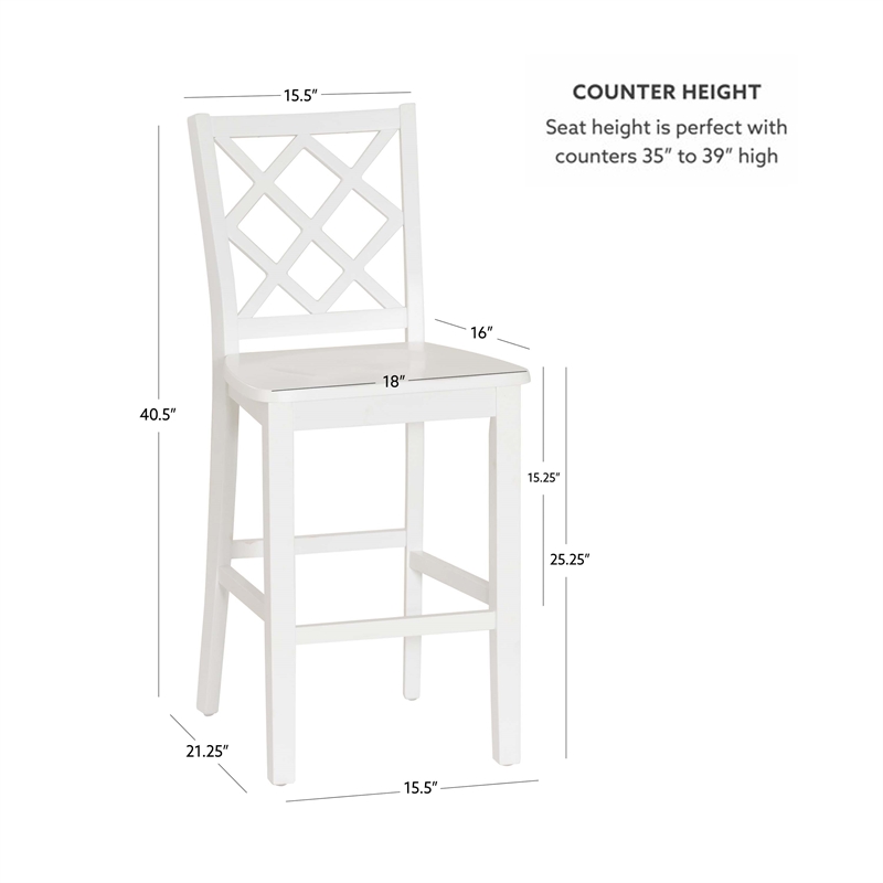 Bowery Hill 3-Piece Dining Set with Table and 2 Lattice Back Counter Stools