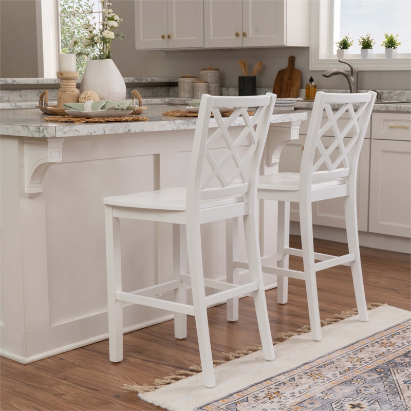 Bowery Hill 3-Piece Dining Set with Table and 2 Lattice Back Counter Stools