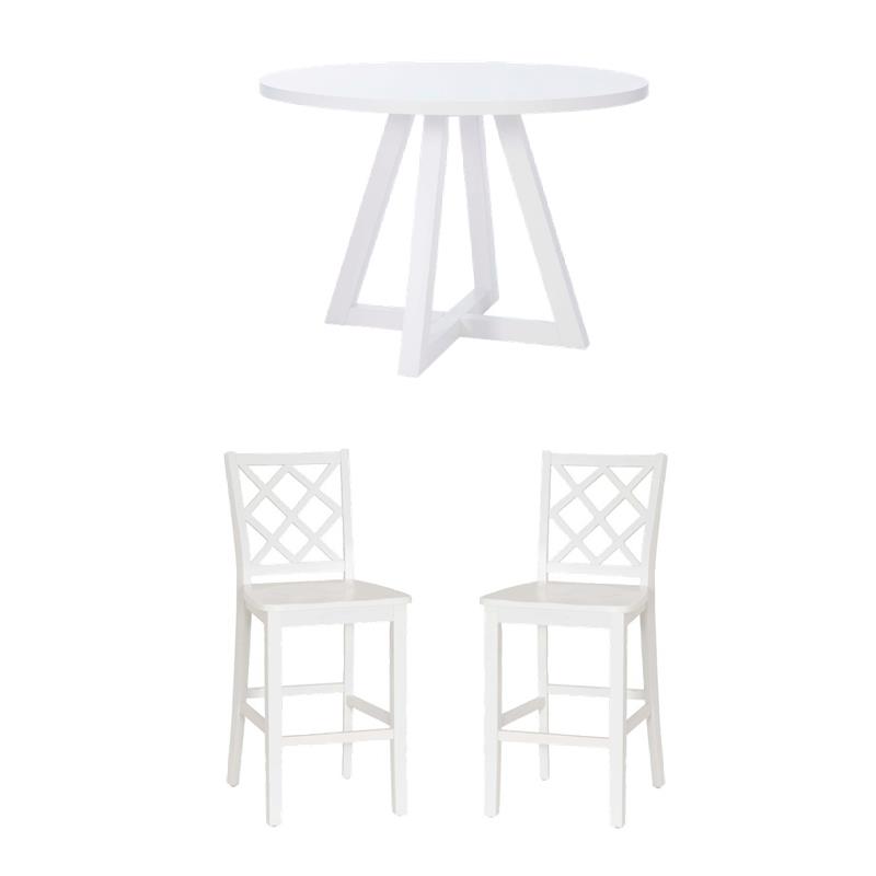 Bowery Hill 3-Piece Dining Set with Table and 2 Lattice Back Counter Stools