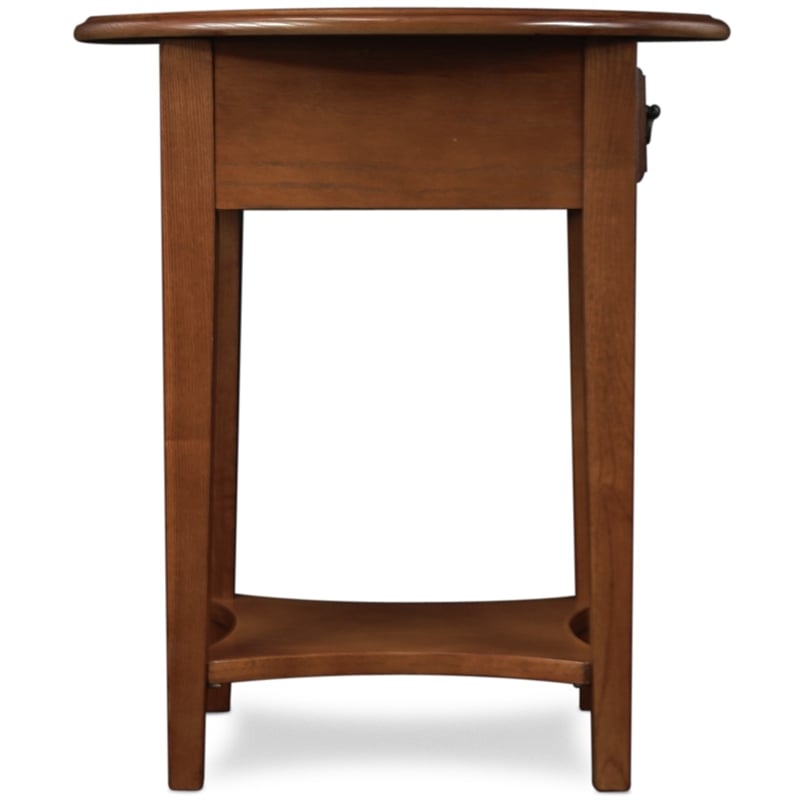 Bowery Hill Contemporary Wood Oval End Table with Drawer in Medium Oak