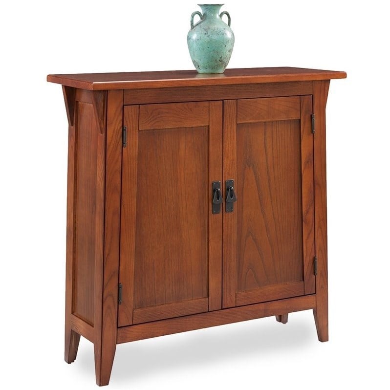 Bowery Hill Solid Wood Mission Hall Stand with Double Doors in Brown