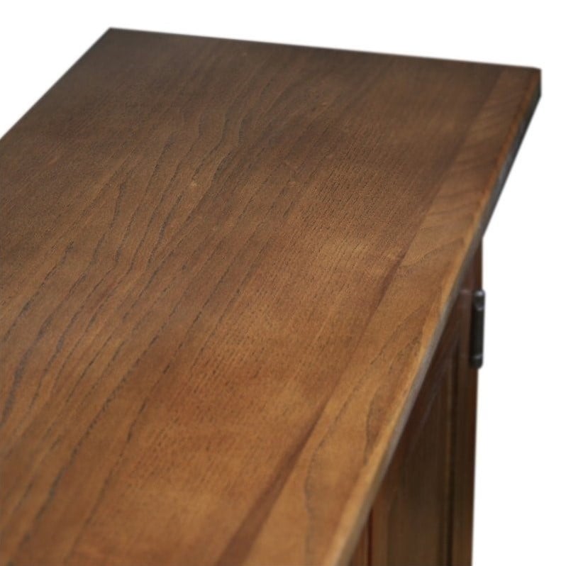 Bowery Hill Solid Wood Mission Hall Stand with Double Doors in Brown
