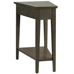 Bowery Hill Solid Wood Recliner Wedge Table with Shelf in Soft Smoke Gray