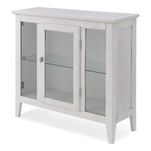 Bowery Hill Entryway Wood Curio Cabinet with Glass Door in Weathered White