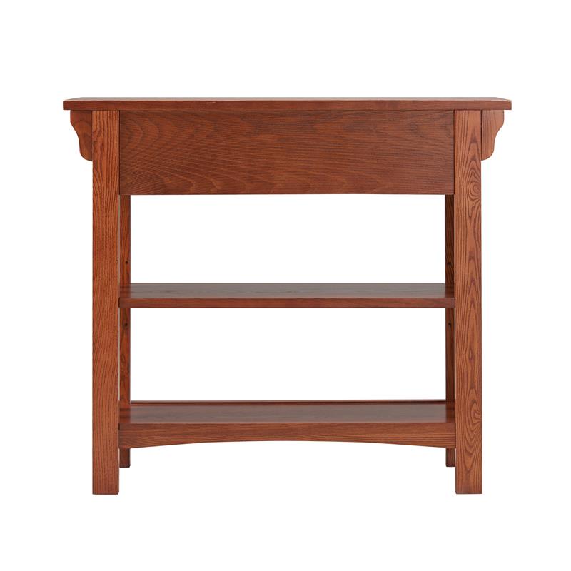 Bowery Hill Solid Wood Mission Bookcase with Drawers in Medium Oak