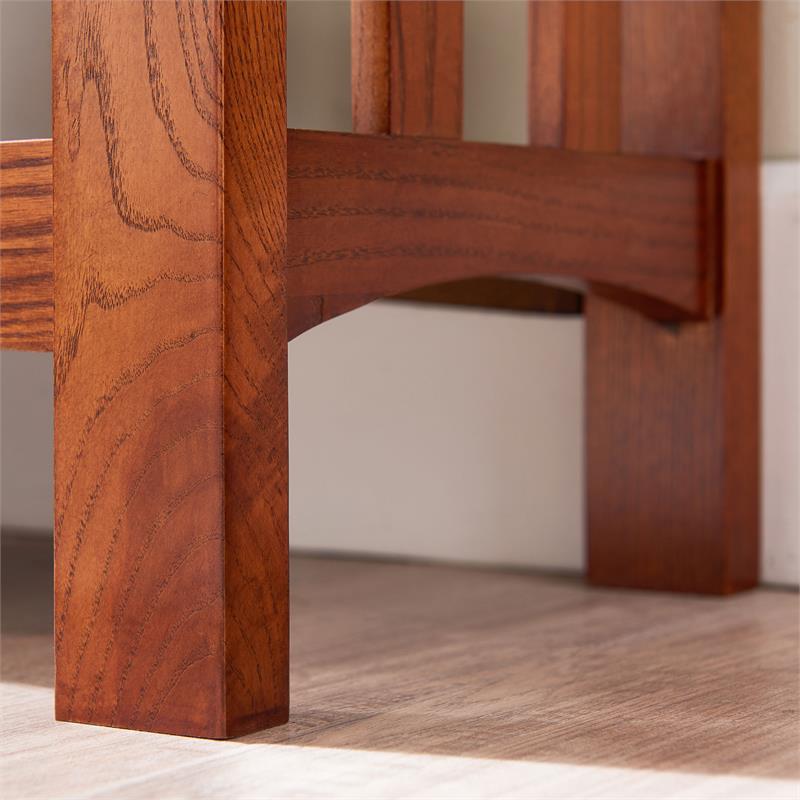 Bowery Hill Solid Wood Mission Bookcase with Drawers in Medium Oak