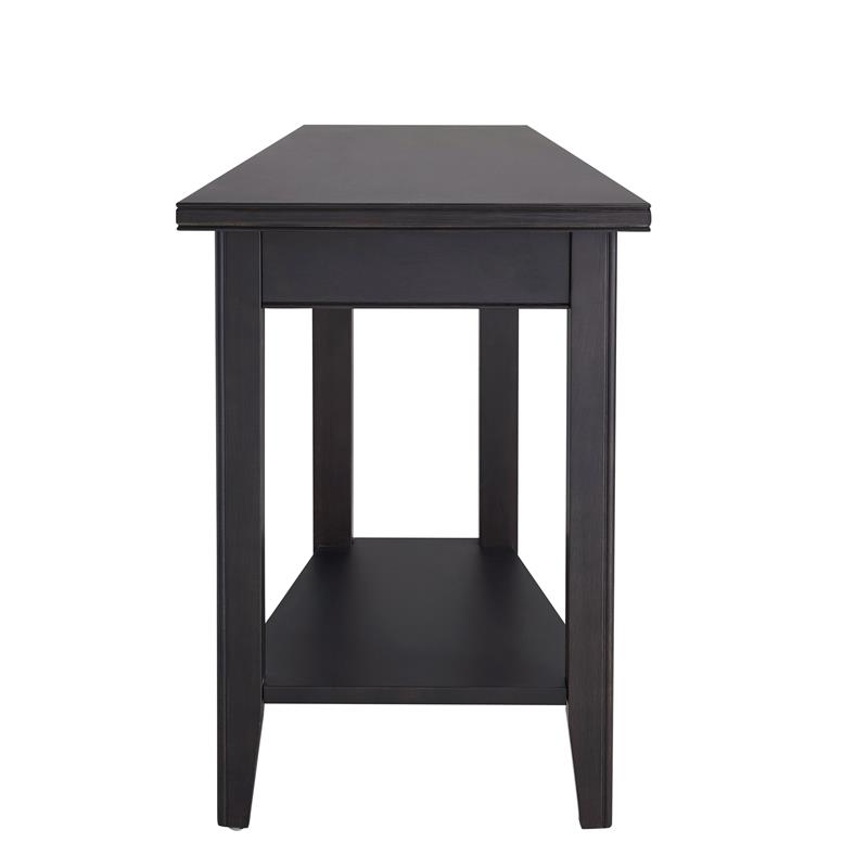 Bowery Hill Recliner Solid Wood Wedge Table with Shelf in Black